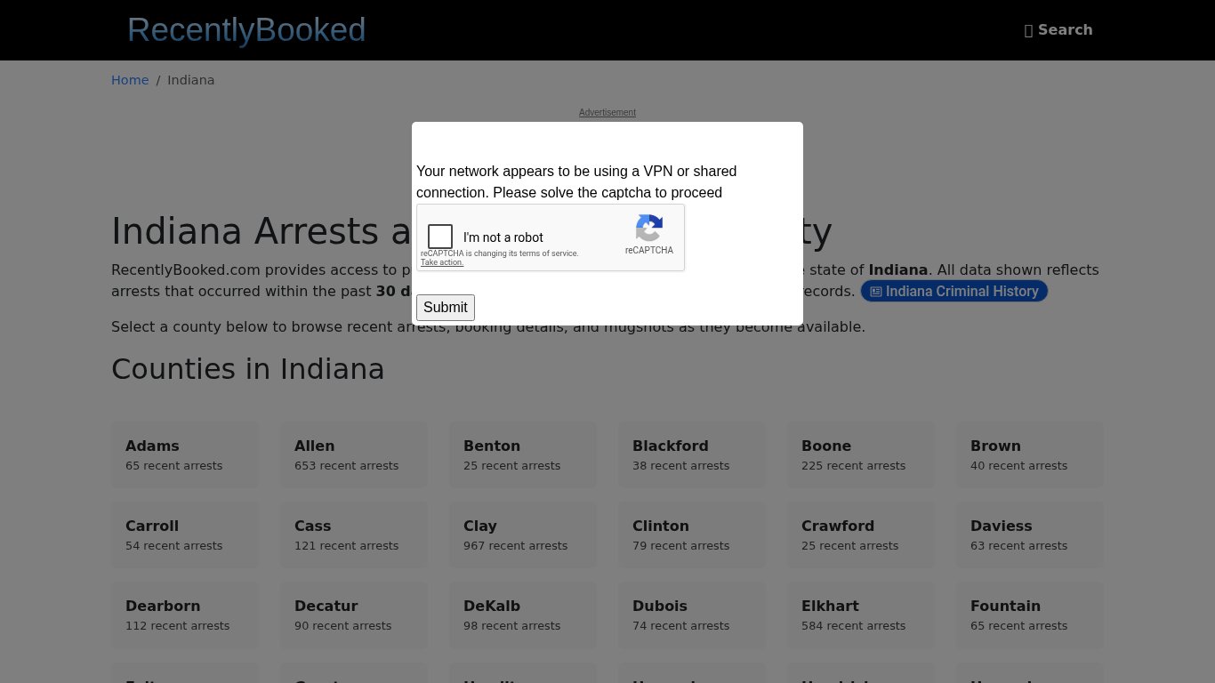 Recent bookings, Arrests, Mugshots in Indiana - Recently Booked